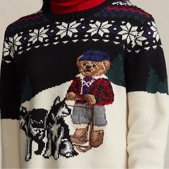 ❌SOLD❌WMNS Polo Bear 🧸 Wool-Blend Sweater wolves trees snow - Picture 2 of 4